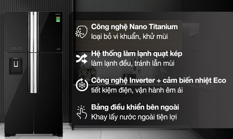Tủ lạnh Hitachi inverter R-FW690PGV7 (GBK) - Hàng chính hãng
