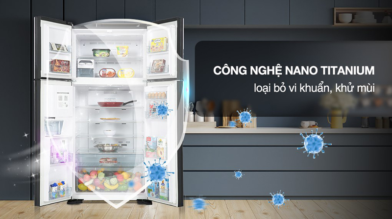 Tủ lạnh Hitachi inverter R-FW690PGV7 (GBK) - Hàng chính hãng