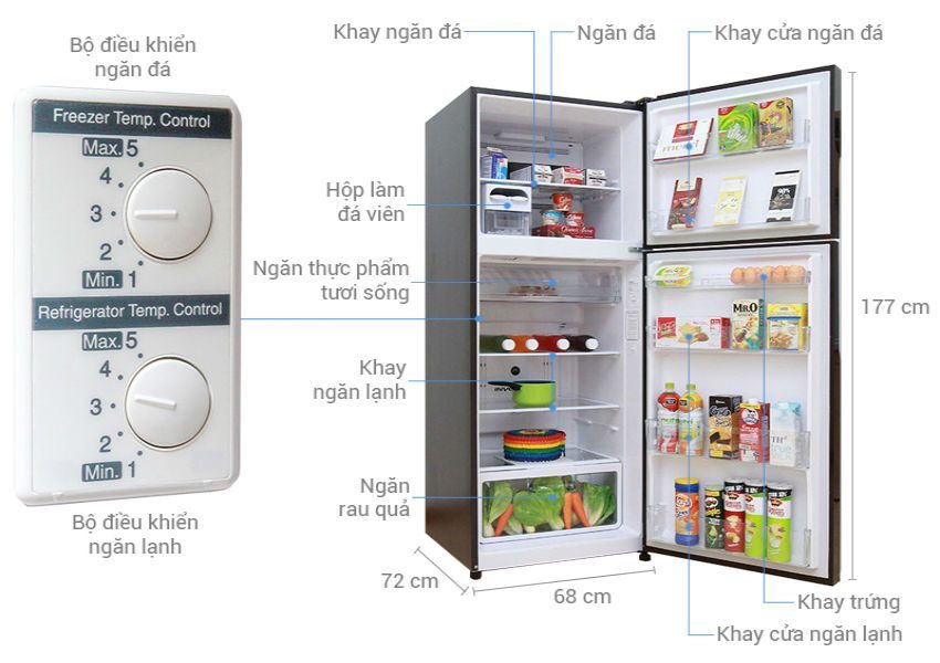 Tủ lạnh Hitachi R-VG470PGV3 - Hàng chính hãng