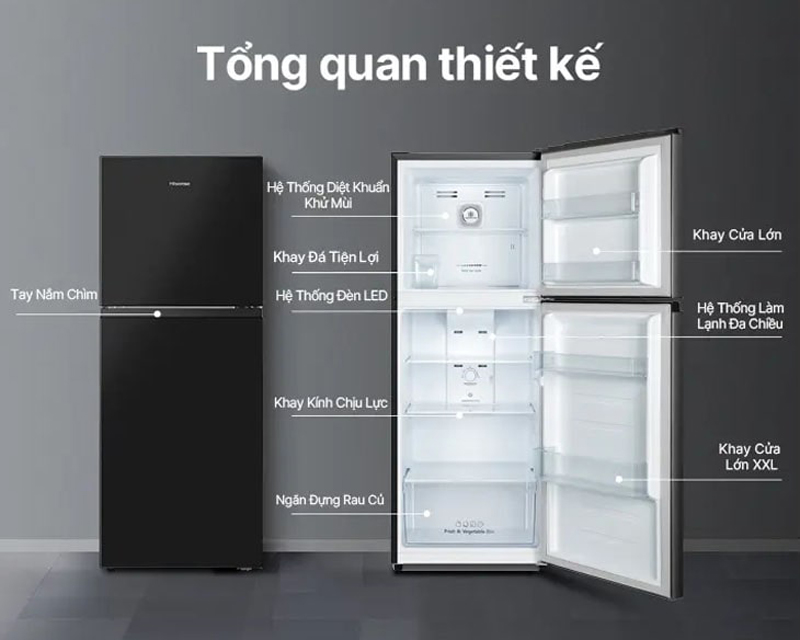 Tủ lạnh Hisense inverter 205 Lít RT256N4EBN - Hàng chính hãng