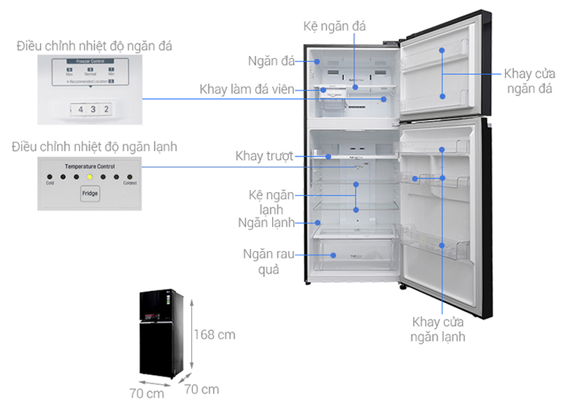 Tủ lạnh LG Inverter 393 lít GN-L422GB - Hàng chính hãng