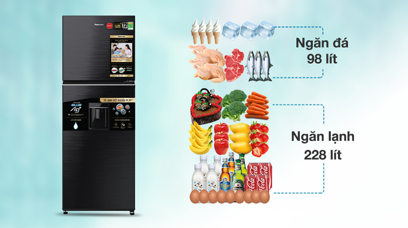 Tủ lạnh Panasonic Inverter 326 lít NR-TL351GVKV - Hàng chính hãng