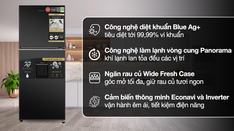 Tủ lạnh Panasonic Inverter 326 lít NR-TL351GVKV - Hàng chính hãng