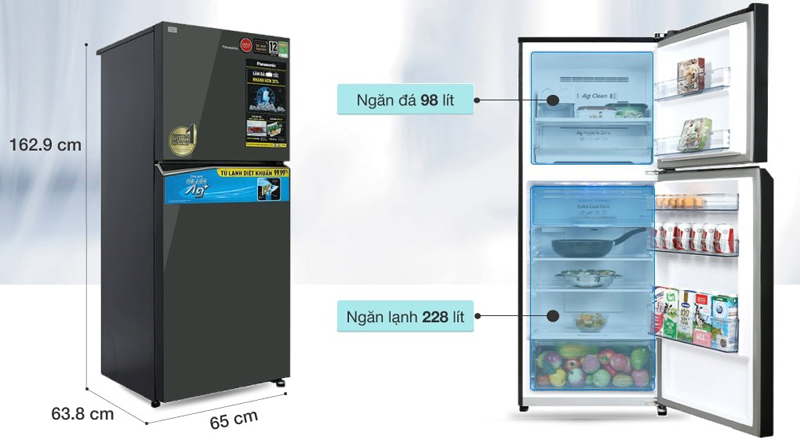Tủ lạnh Panasonic inverter 326 lít NR-TL351VGMV - Hàng chính hãng