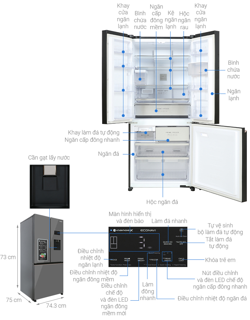 Tủ lạnh Panasonic Inverter 495 lít NR-CW530XHHV - Hàng chính hãng