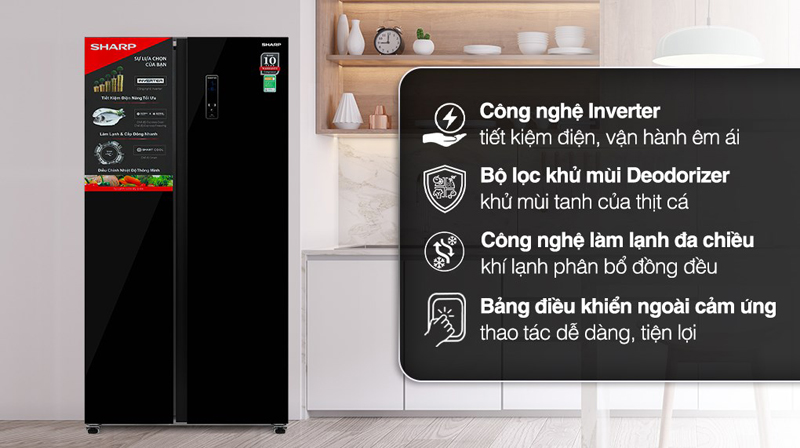 Tủ lạnh Sharp Inverter 442 lít SJ-SBX440VG-BK - Hàng chính hãng