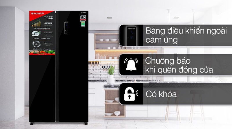 Tủ lạnh Sharp Inverter 442 lít SJ-SBX440VG-BK - Hàng chính hãng