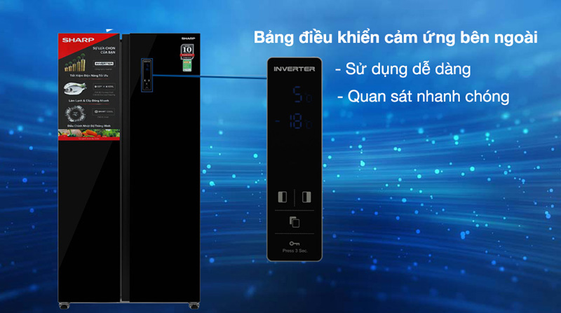 Tủ lạnh Sharp Inverter 532 lít SJ-SBX530VG-BK - Hàng chính hãng