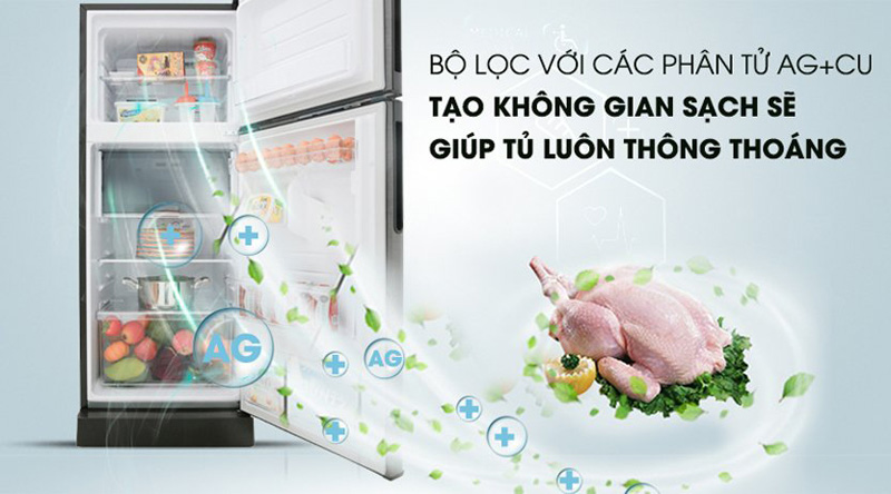 Tủ lạnh Sharp Inverter 215 lít SJ-X215V-DG - Hàng chính hãng
