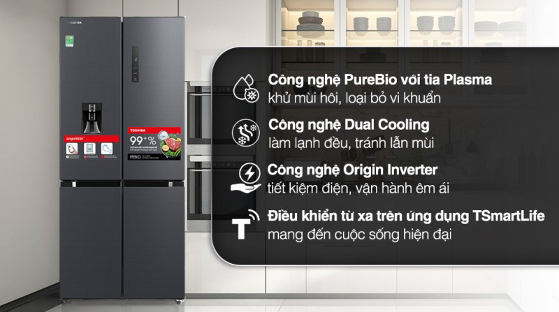 Tủ lạnh Toshiba Inverter 509 lít GR-RF605WI-PMV(06)-MG - Hàng chính hãng