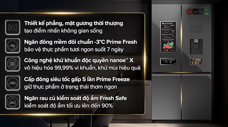 Tủ lạnh Panasonic Inverter 621 lít NR-XY680YMMV - Hàng chính hãng