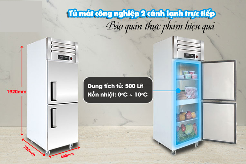 Tủ mát 2 cánh inox Fushima FSM-TM2C - Hàng chính hãng