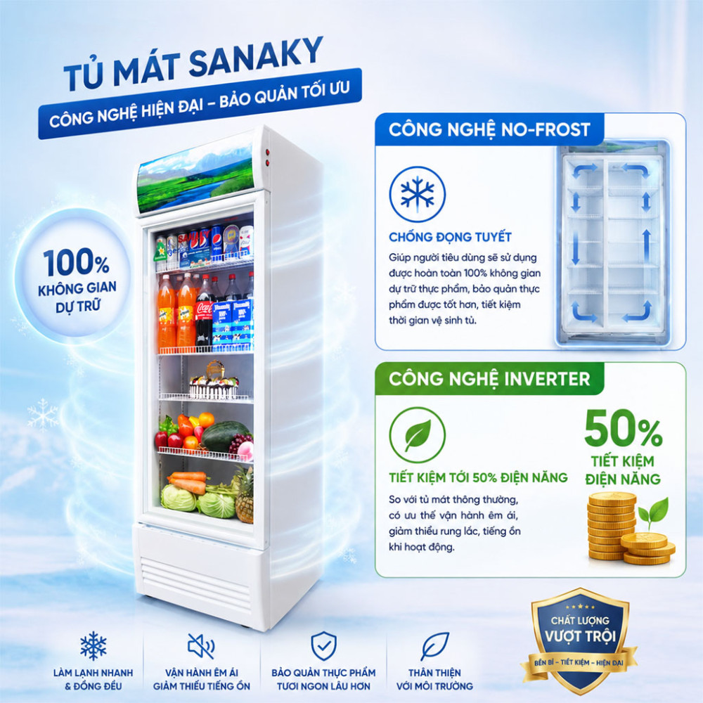 Tủ mát Inverter Sanaky VH-4088K3 - Hàng chính hãng