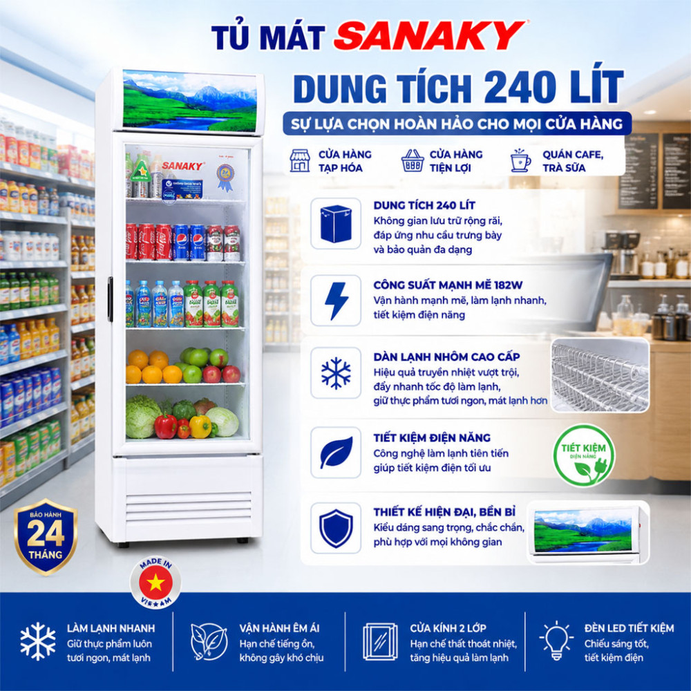Tủ mát Sanaky VH-3088K - Hàng chính hãng