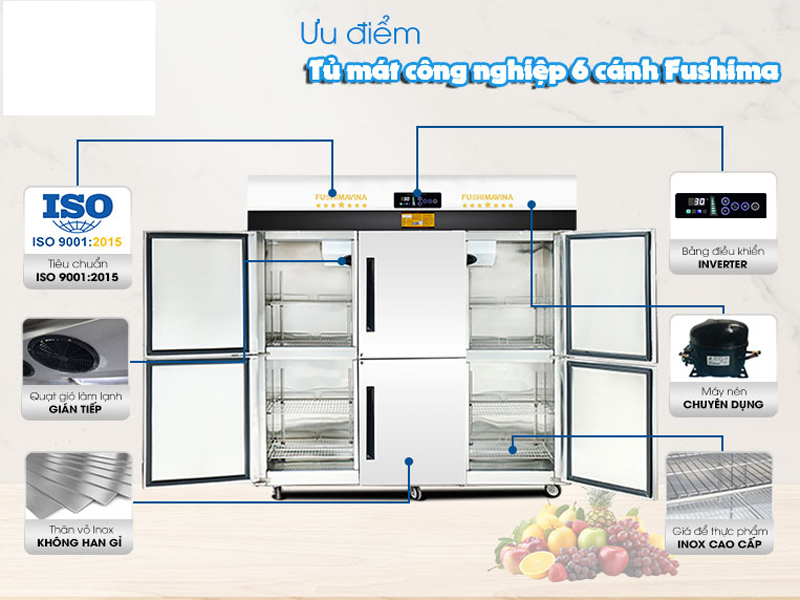 Tủ mát công nghiệp 6 cánh Fushima FSM-TMQ1600 - Hàng chính hãng