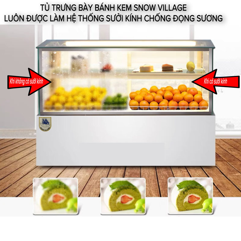 Tủ mát trưng bày bánh kem kính vuông Snow Village GB-1200V - Hàng chính hãng