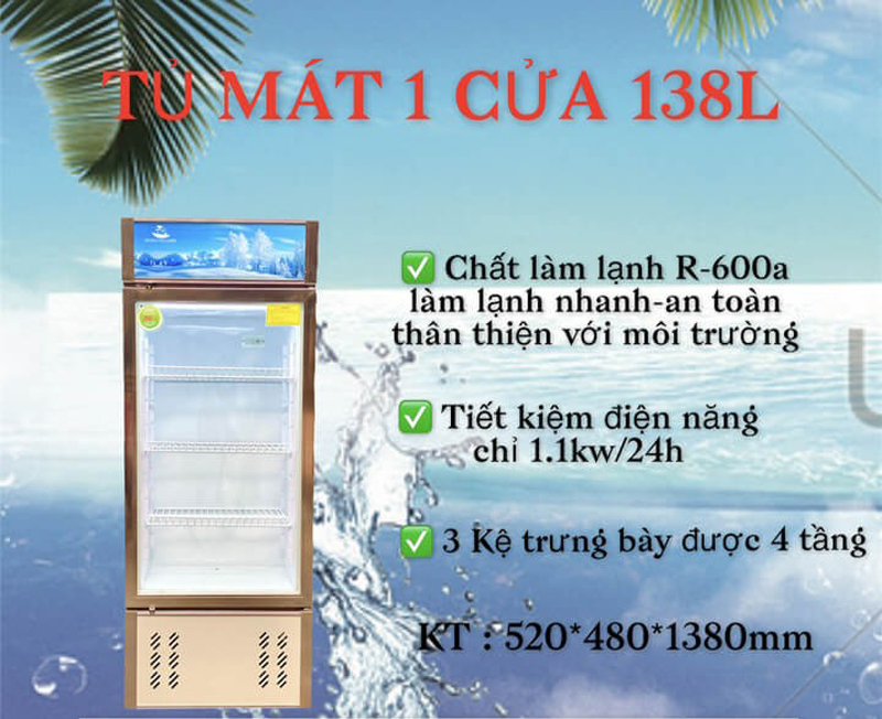 Tủ mát trưng bày cánh kính Snow Village LC-138 - Hàng chính hãng
