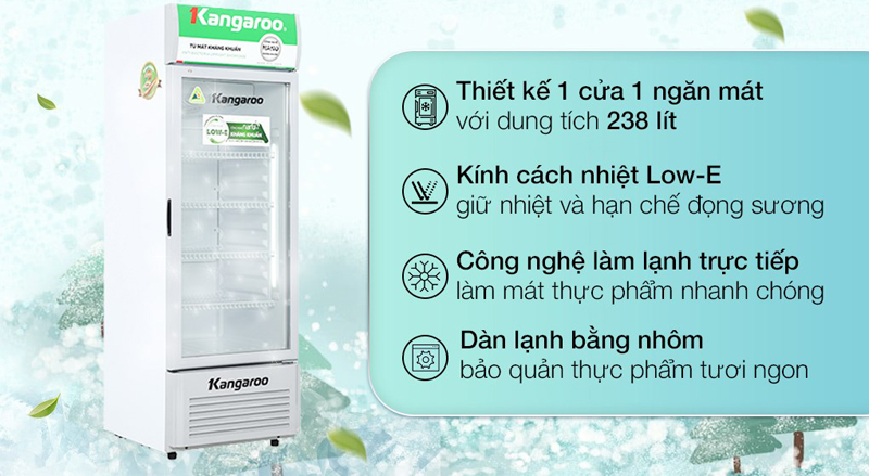 Tủ mát kháng khuẩn Kangaroo KG298AT - Hàng chính hãng
