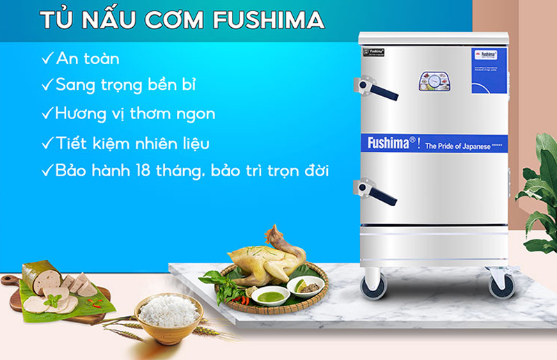 Tủ nấu cơm gas và điện 12 khay Fushima YWD-120 - Hàng chính hãng