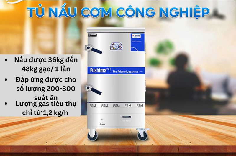 Tủ nấu cơm gas và điện 12 khay Fushima YWD-120 - Hàng chính hãng