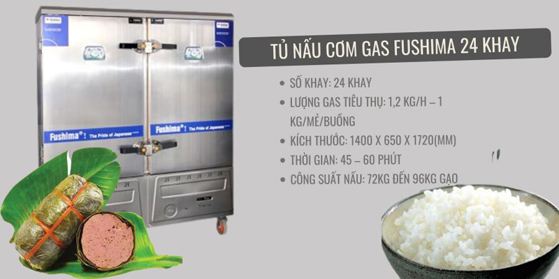 Tủ nấu cơm gas 24 khay Fushima YW-240 - Hàng chính hãng