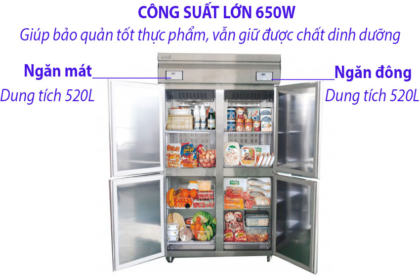 Tủ nửa đông nửa mát công nghiệp 4 cánh gián tiếp Happys HWI-45CFR - Hàng chính hãng