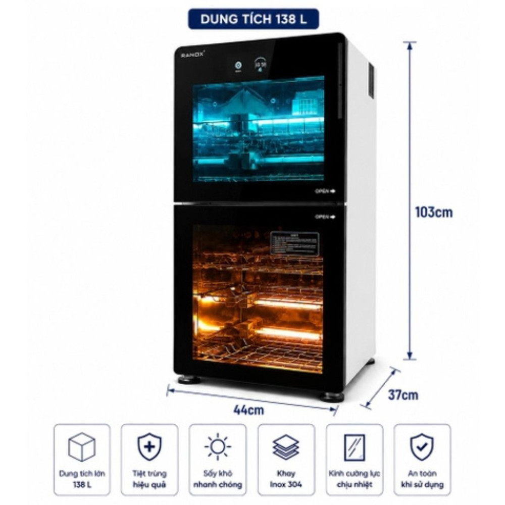 Tủ sấy tiệt trùng bát đĩa Ranox RN138 - Hàng chính hãng