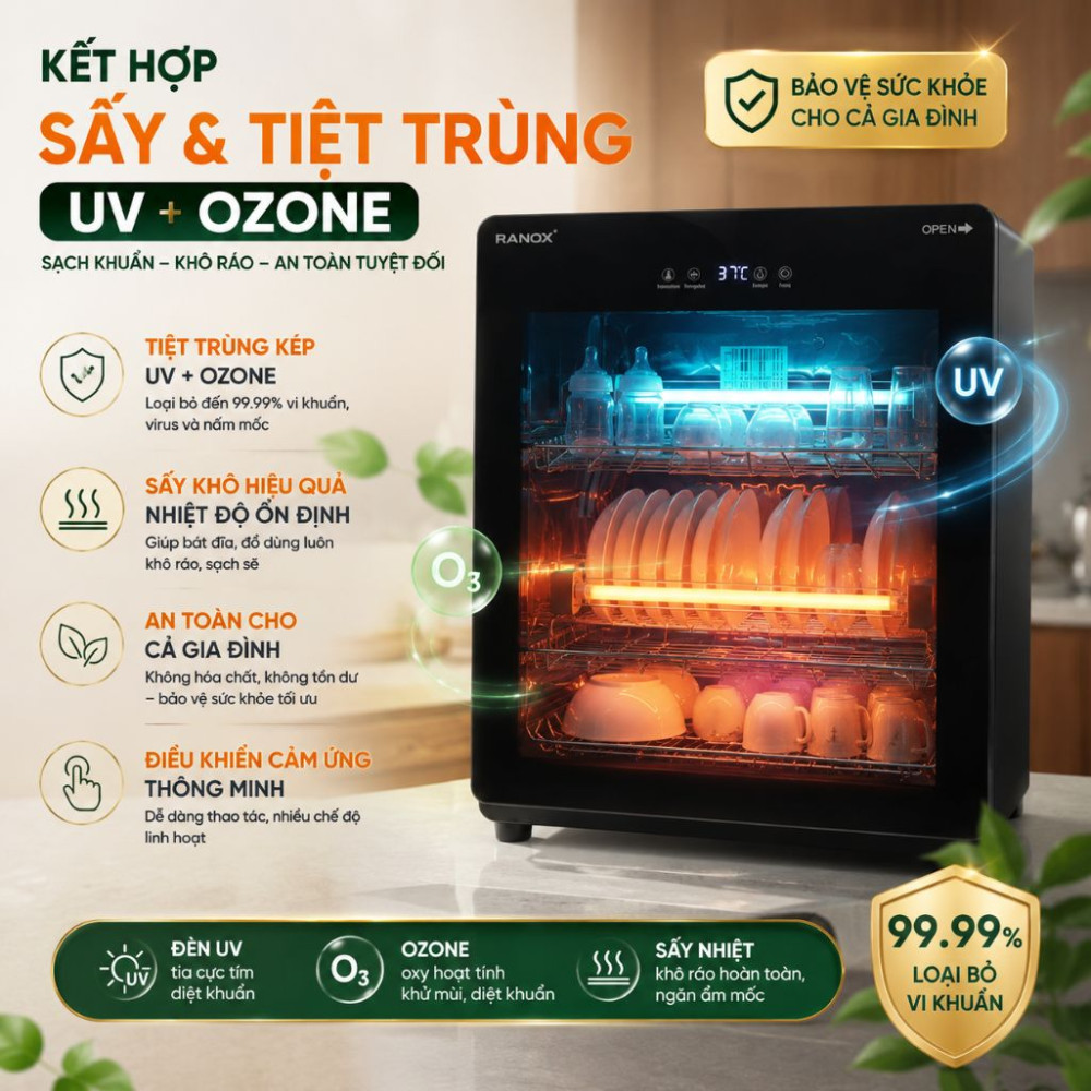 Tủ sấy tiệt trùng bát đĩa Ranox RN65 - Hàng chính hãng