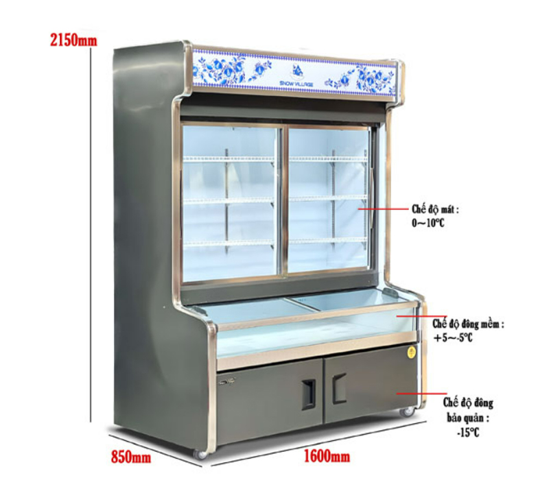 Tủ trưng bày trên mát dưới đông Snow Village DC-1600HY - Hàng chính hãng