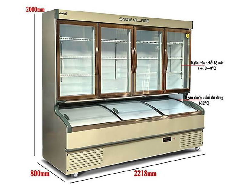 Tủ trưng bày trên mát dưới đông Snow Village LMD-2218QK - Hàng chính hãng