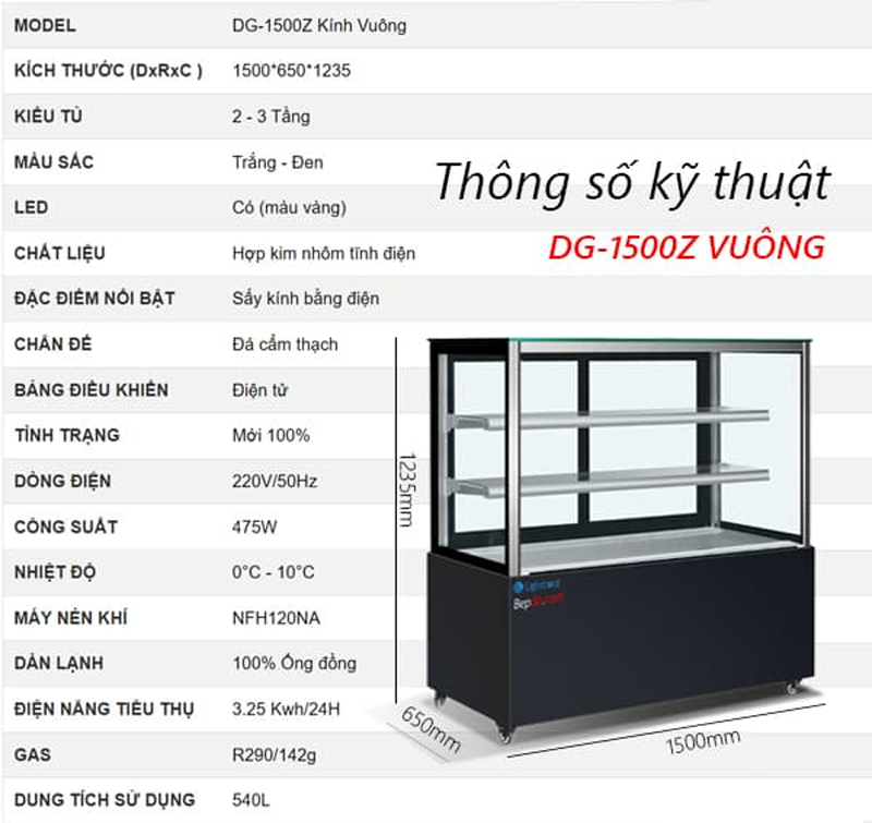 Tủ mát trưng bày bánh kem Lightcool DG-1500Z - Hàng chính hãng