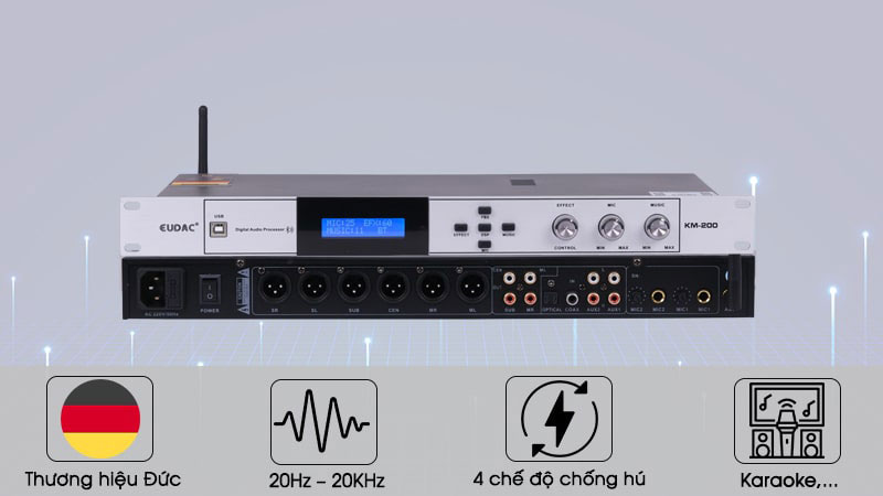 Vang số Karaoke Eudac Audio KM-200 - Hàng chính hãng