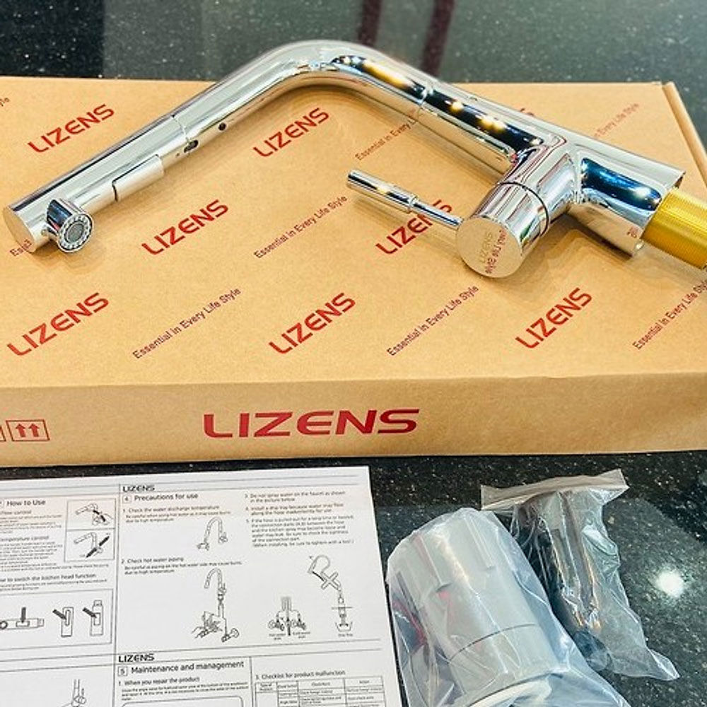 Vòi rửa chén bát dây rút Lizens K4612X - Hàng chính hãng