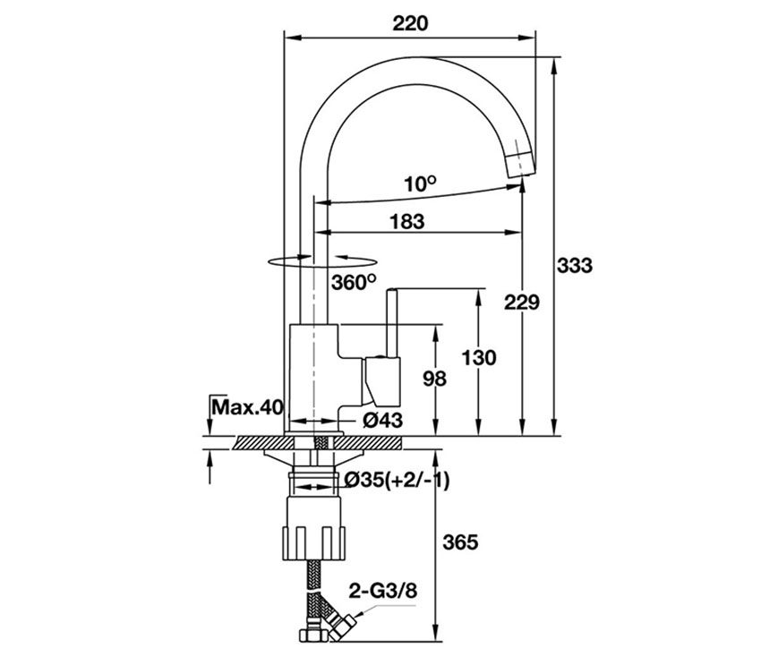 Vòi rửa chén bát Hafele HT-C220 570.51.290 - Hàng chính hãng