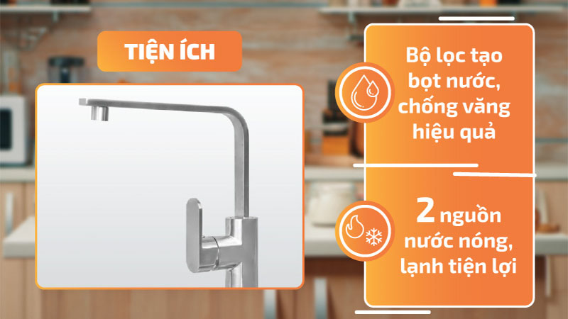 Vòi rửa chén nóng lạnh Malloca K118-S - Hàng chính hãng