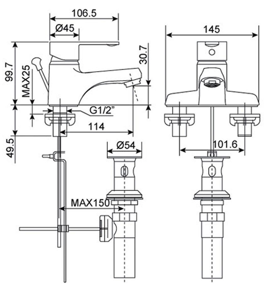 Vòi rửa mặt nóng lạnh American Standard WF-6502 - Hàng chính hãng