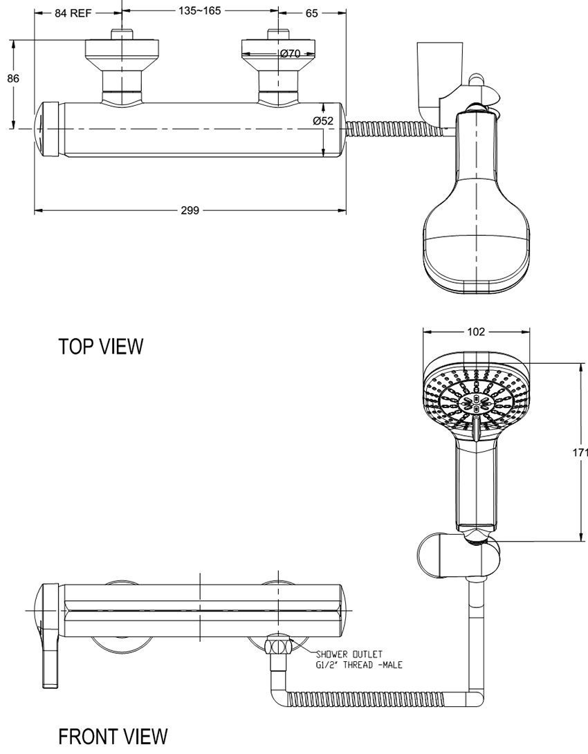Vòi sen tắm nóng lạnh American Standard WF-6812 - Hàng chính hãng