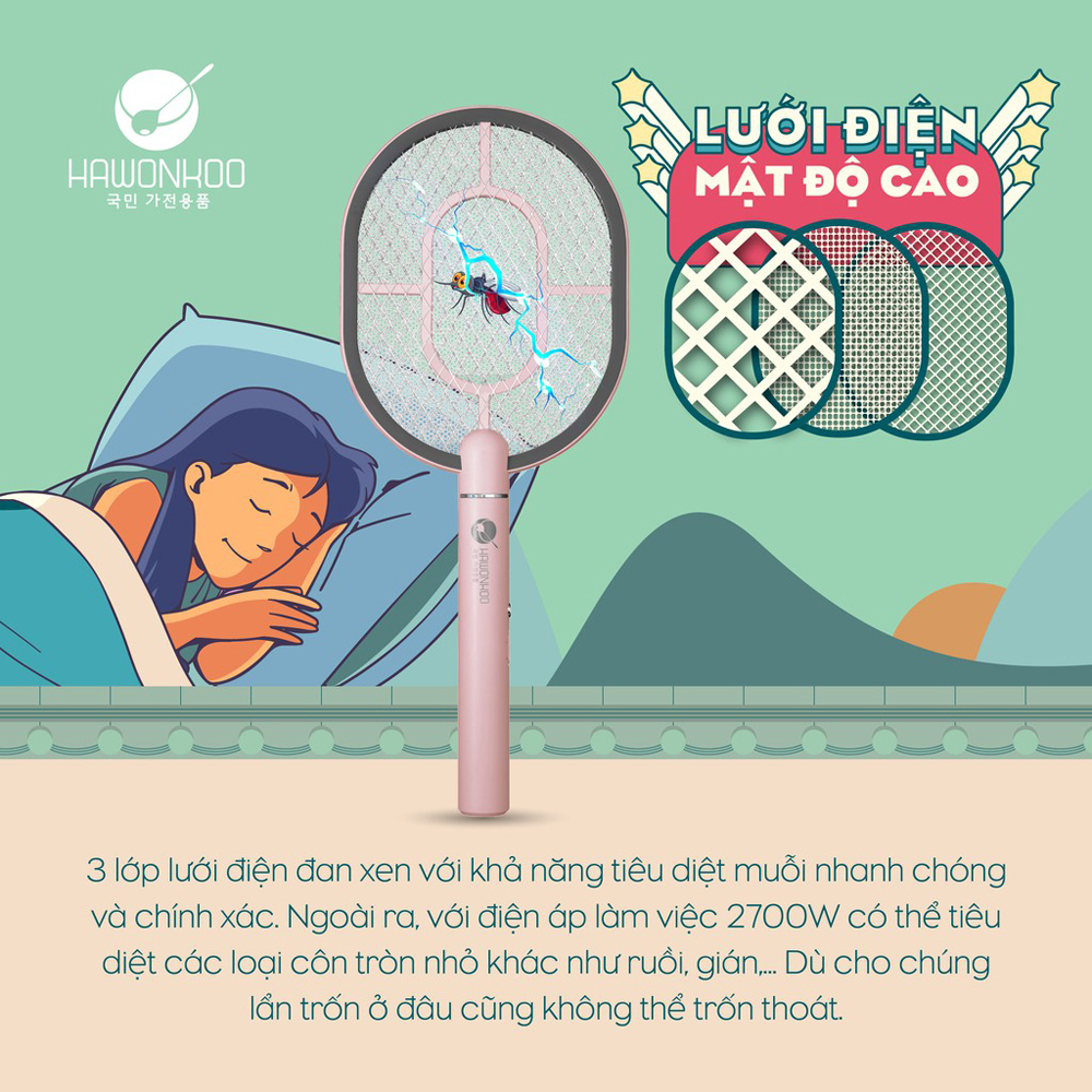 Vợt muỗi Hawonkoo MSH-021-P-TACK-TACK - Hàng chính hãng