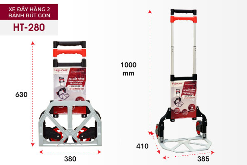 Xe đẩy hàng 2 bánh rút gọn Fujihome HT-280 - Hàng chính hãng