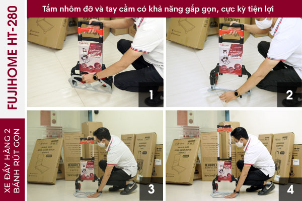 Xe đẩy hàng 2 bánh rút gọn Fujihome HT-280 - Hàng chính hãng