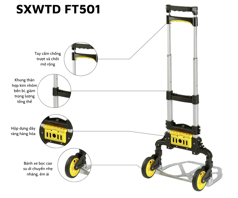 Xe đẩy hàng 2 bánh Stanley FT501  - Hàng chính hãng