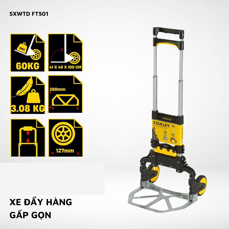 Xe đẩy hàng 2 bánh Stanley FT501  - Hàng chính hãng