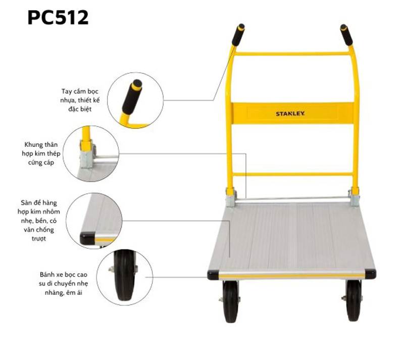 Xe đẩy hàng 4 bánh Stanley SXWTI-PC512 - Hàng chính hãng