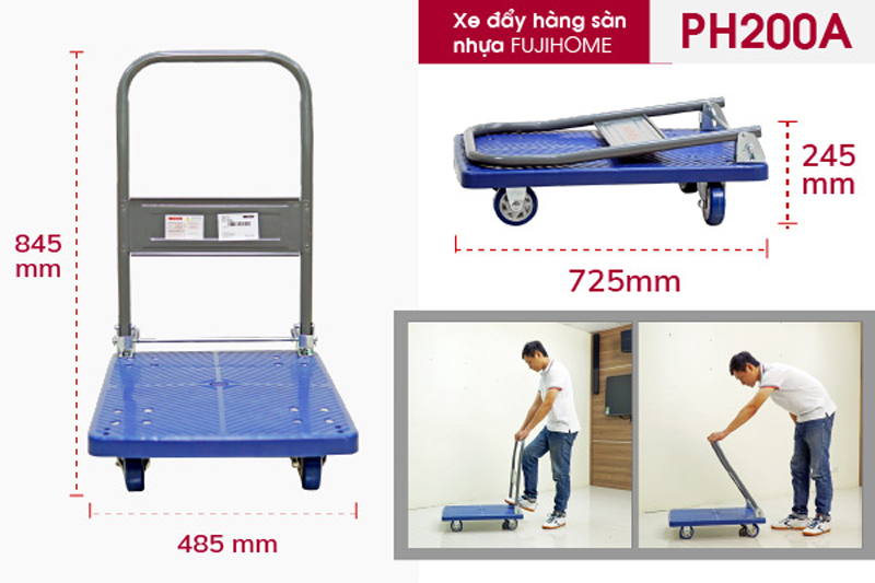 Xe đẩy hàng 4 bánh Fujihome PH200A - Hàng chính hãng