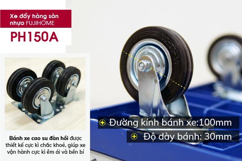 Xe đẩy hàng sàn nhựa Fujihome PH150A - Hàng chính hãng