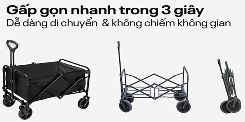 Xe kéo dã ngoại gấp gọn du lịch cắm trại Fujihome CT-100 - Hàng chính hãng