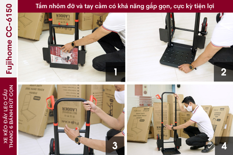 Xe kéo đẩy hàng leo cầu thang Fujihome CC-6150 - Hàng chính hãng