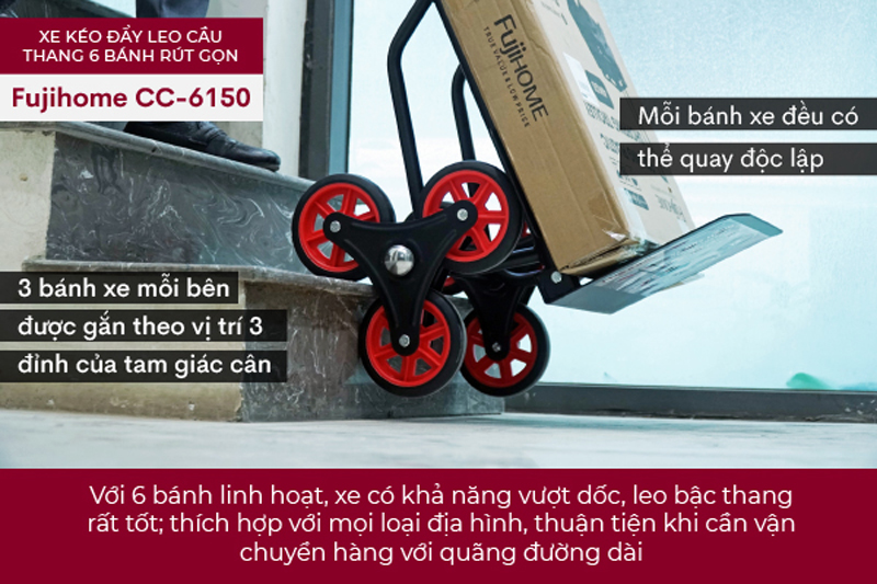 Xe kéo đẩy hàng leo cầu thang Fujihome CC-6150 - Hàng chính hãng