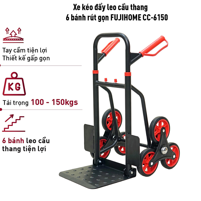 Xe kéo đẩy hàng leo cầu thang Fujihome CC-6150 - Hàng chính hãng