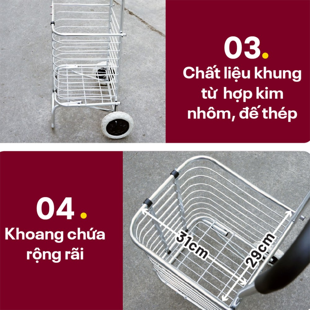 Xe kéo đi chợ gấp gọn Fujihome SC-250NEW2 - Hàng chính hãng